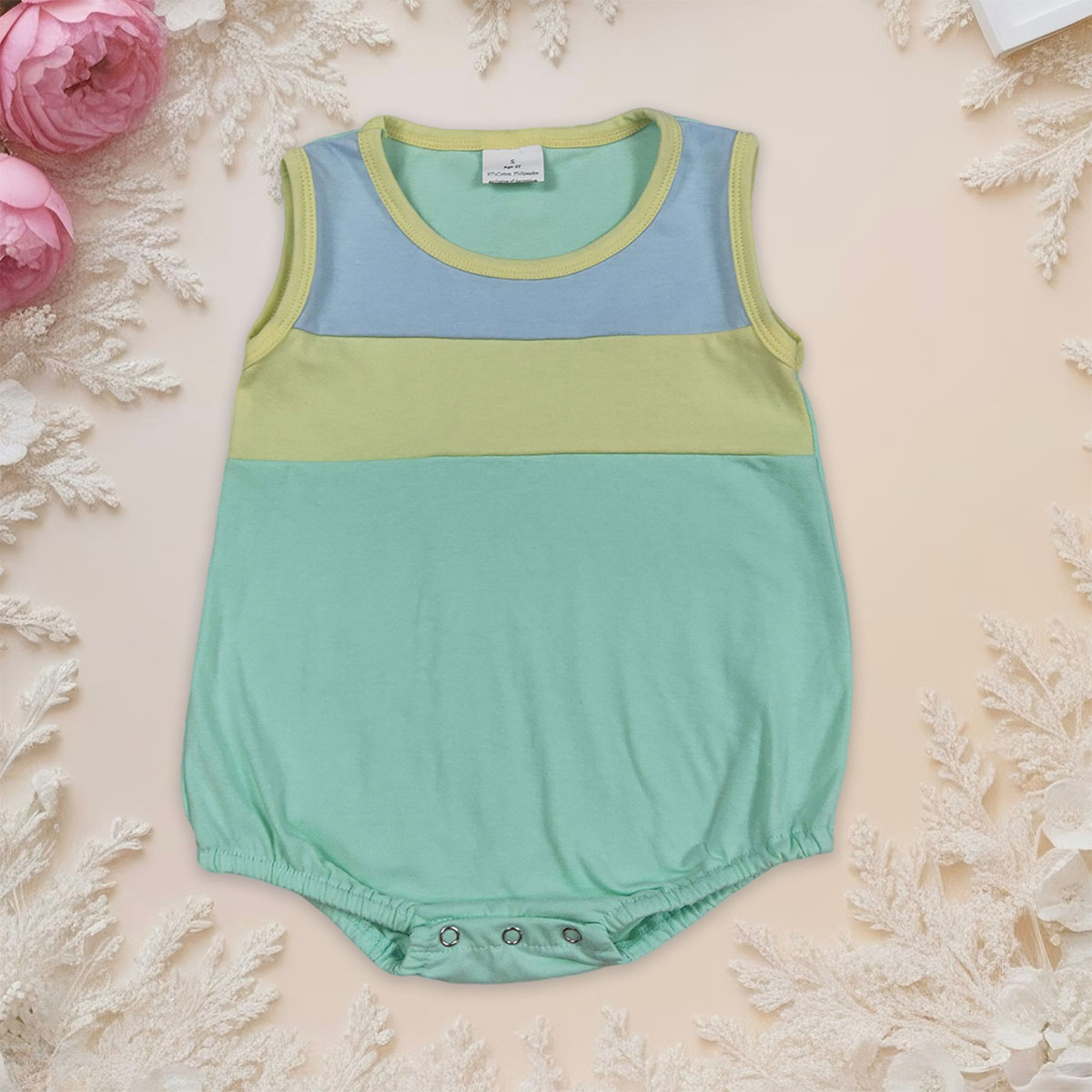 Baby Clothing Yellow - Pasgeboren babyjongen mouwloos blauw geel aqua