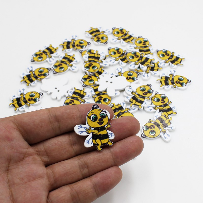 Baby Clothing Sewing - 50 stuks nieuwe gemengde cartoonknoppen bijenhouten