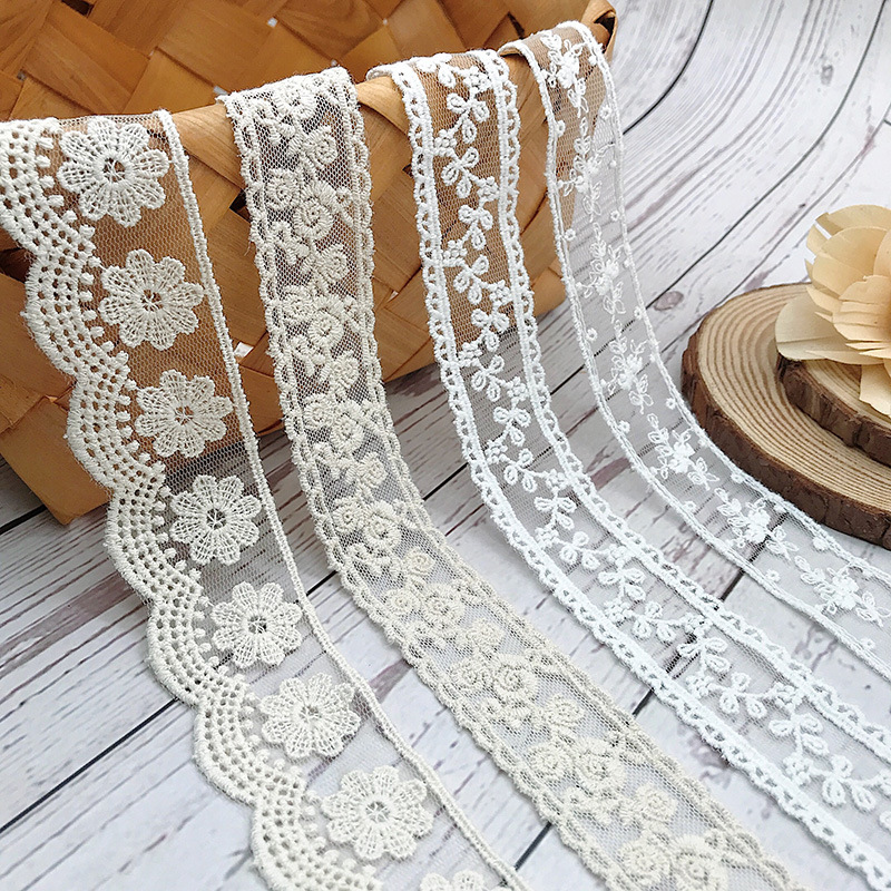 Baby Clothing Embroidery - 3 Yards/Lot Borduren Wit Beige Katoenen